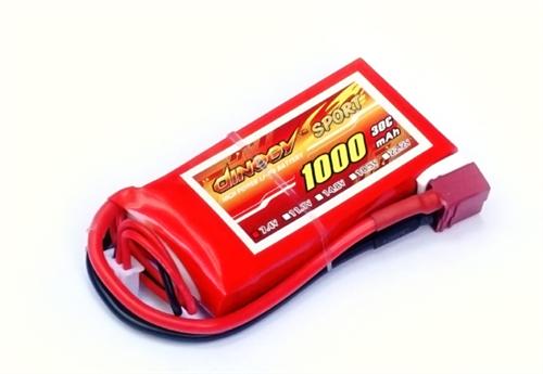 DLC-2S1000D-T Dinogy Li-Pol 1000mAh 7.4V 2S 30C 14x35x68мм T-Plug